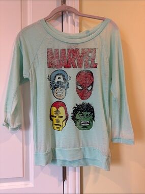 Marvel Distressed Superhero Face Raglan t-shirt